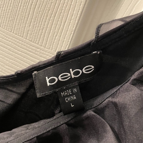 Bebe Black Asymmetrical One-shoulder Ruffled tiered Top - Picture 2 of 7